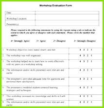 workshop evaluation form template Form Example Workshop Evaluation Form Feedback For Students