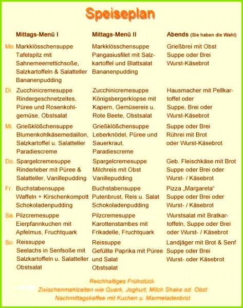 Wochenplan Kindergarten Vordruck Idee Speiseplan Kita Vorlage Niedliche Altenheim St Maria Bad Dürkheim