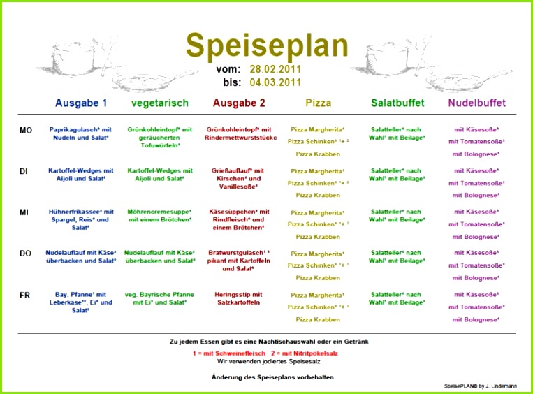 speiseplan vorlage kinder