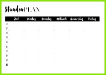 Stundenplan und Wochenplan zum Ausdrucken