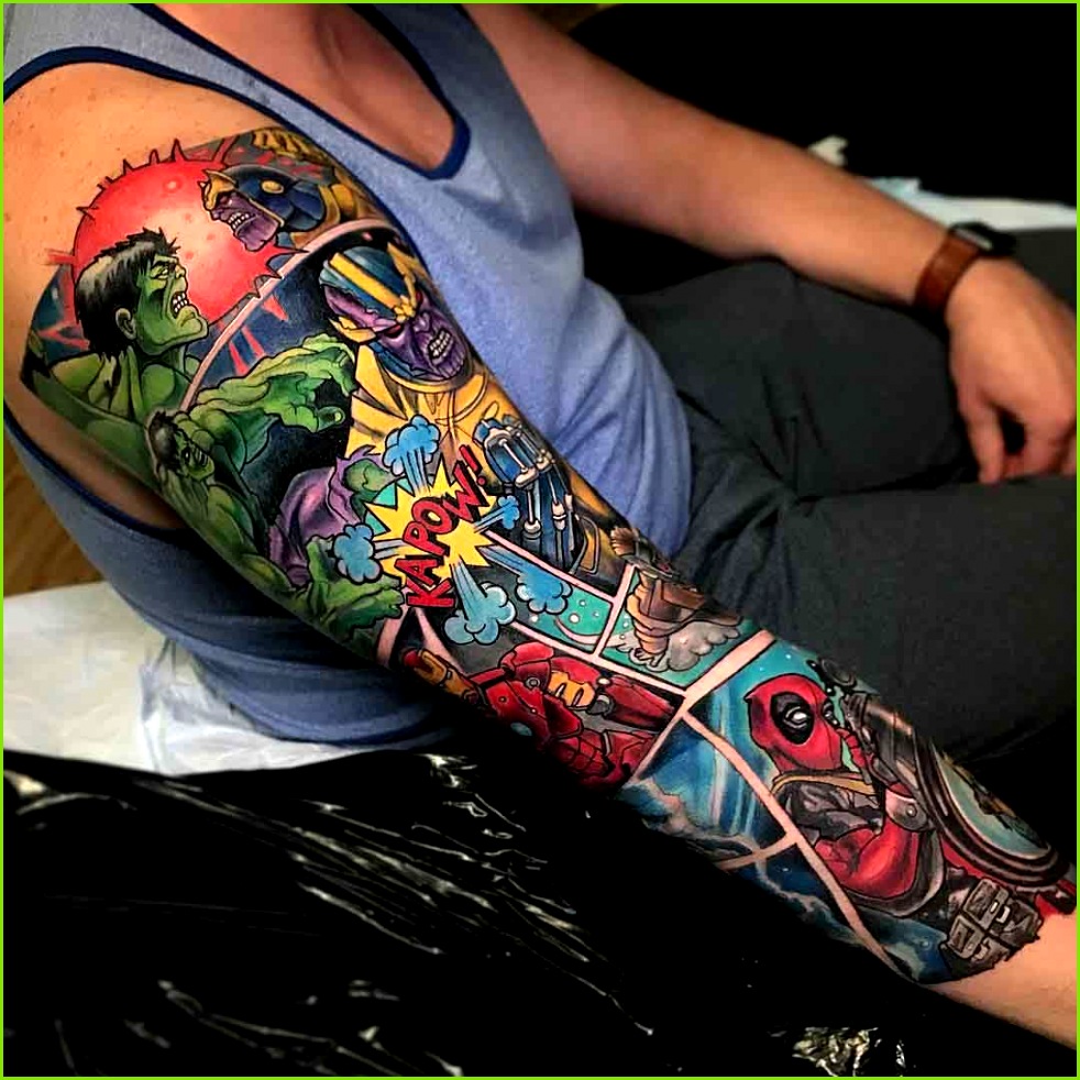 tattoo sleeve marvel ic books
