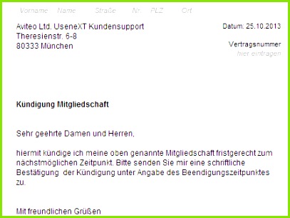 Usenext kündigen Vorlage