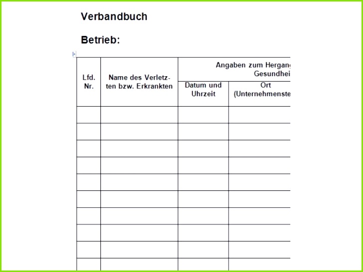 Genial Verbandbuch Vorlage 546728 Berühmt Unfall Buch Vorlage Fotos Beispiel Wiederaufnahme Vorlagen