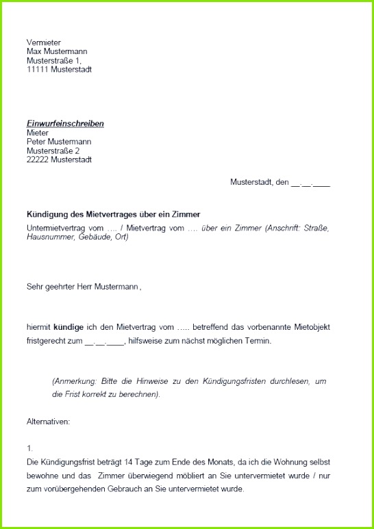 Kündigung Arbeitgeber Vorlage Kündigungs Vorlage