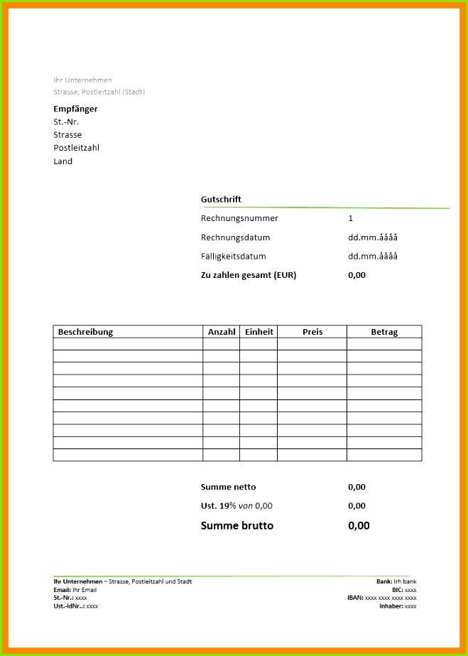 12 gutschrift muster vorlage