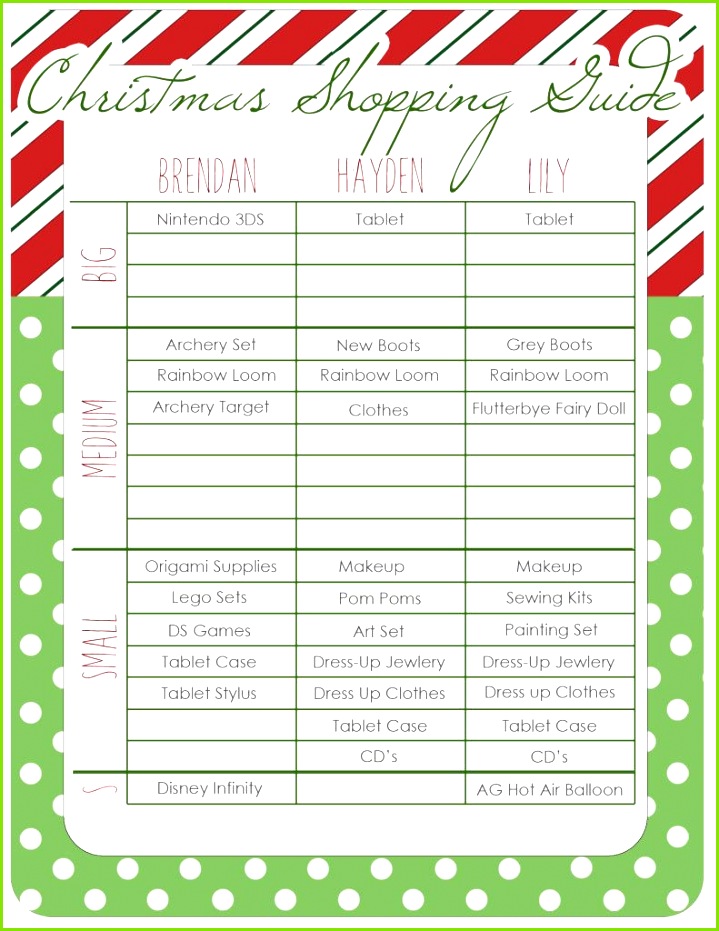 Printable Christmas Shopping List free DIY printable