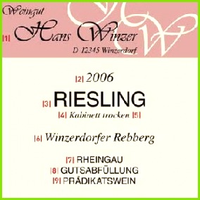 Example of a label for a German wine