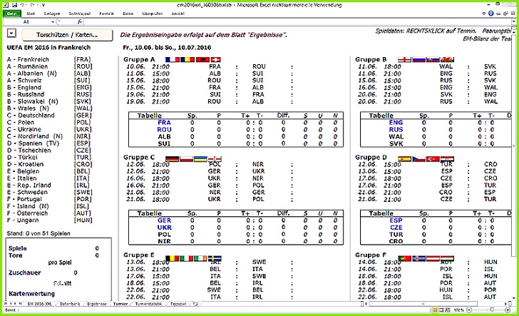 Wm 2018 Tippspiel Excel Vorlage Frische Excel Turnierplaner Und Tippspiel Für Fußball Em