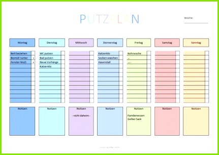 Putzplan Haushalt Vorlage PDF
