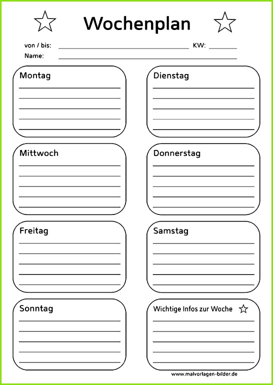 Wochenplan zum Ausdrucken und Ausfüllen