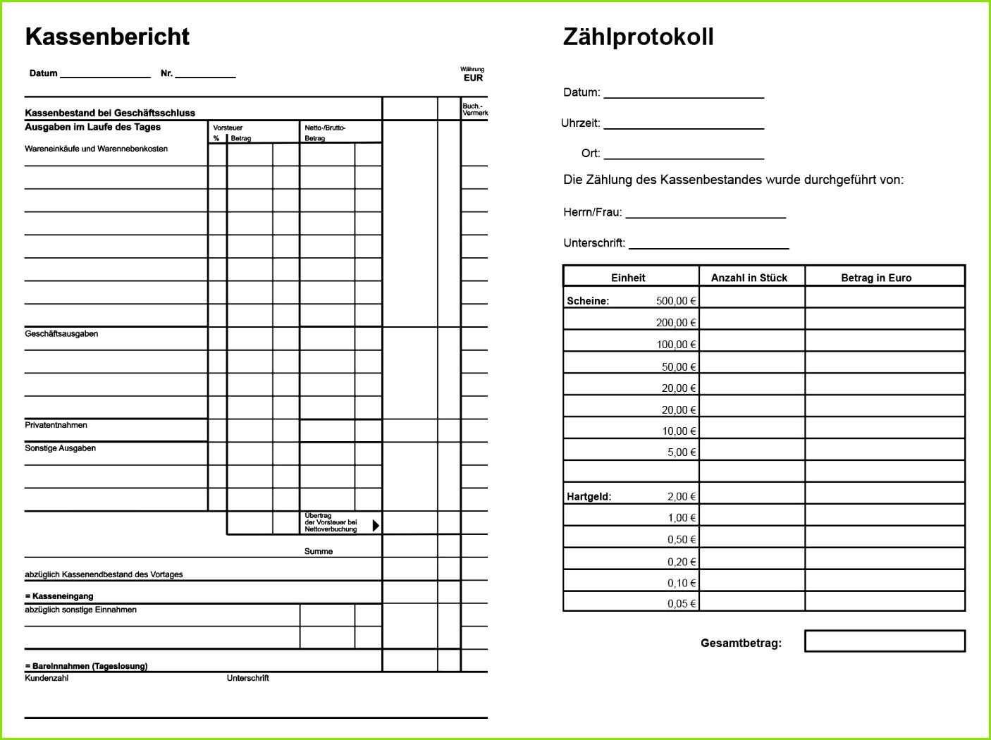 CONVICTORIUS 27 Inspiration Zählprotokoll Kasse Vorlage Excel