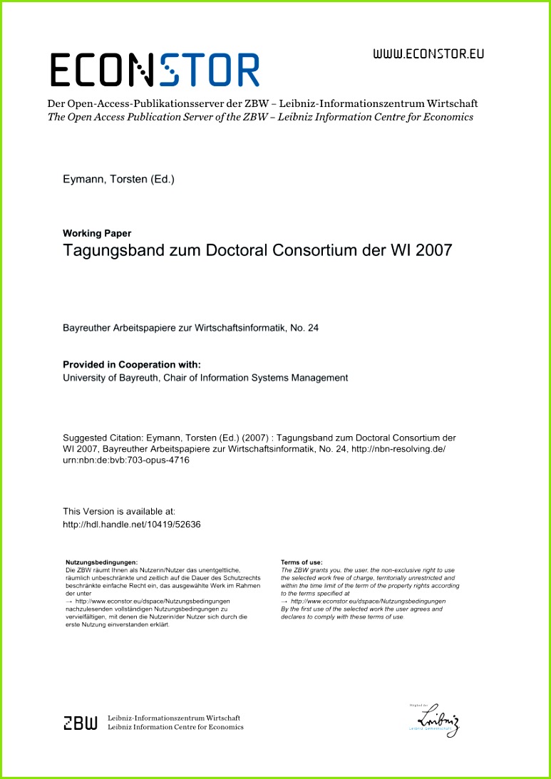 PDF Tagungsband zum Doctoral Consortium der WI2009