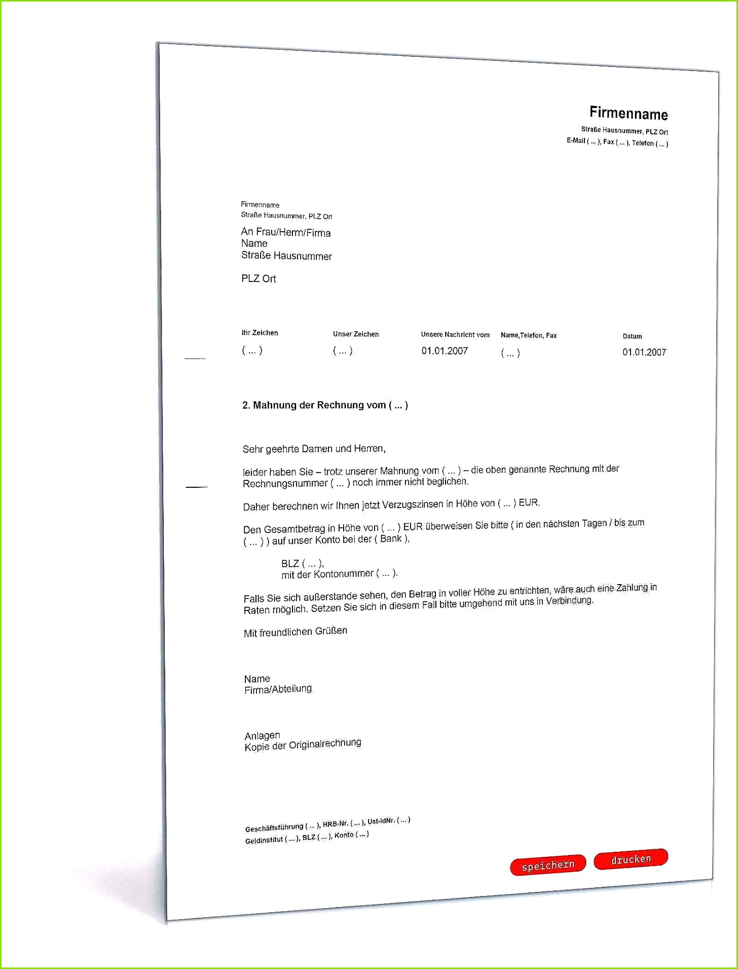 Beffe Berechnung Vorlage Angenehme 2 Mahnung Mit Berechnung Verzugszinsen Muster Vorlage