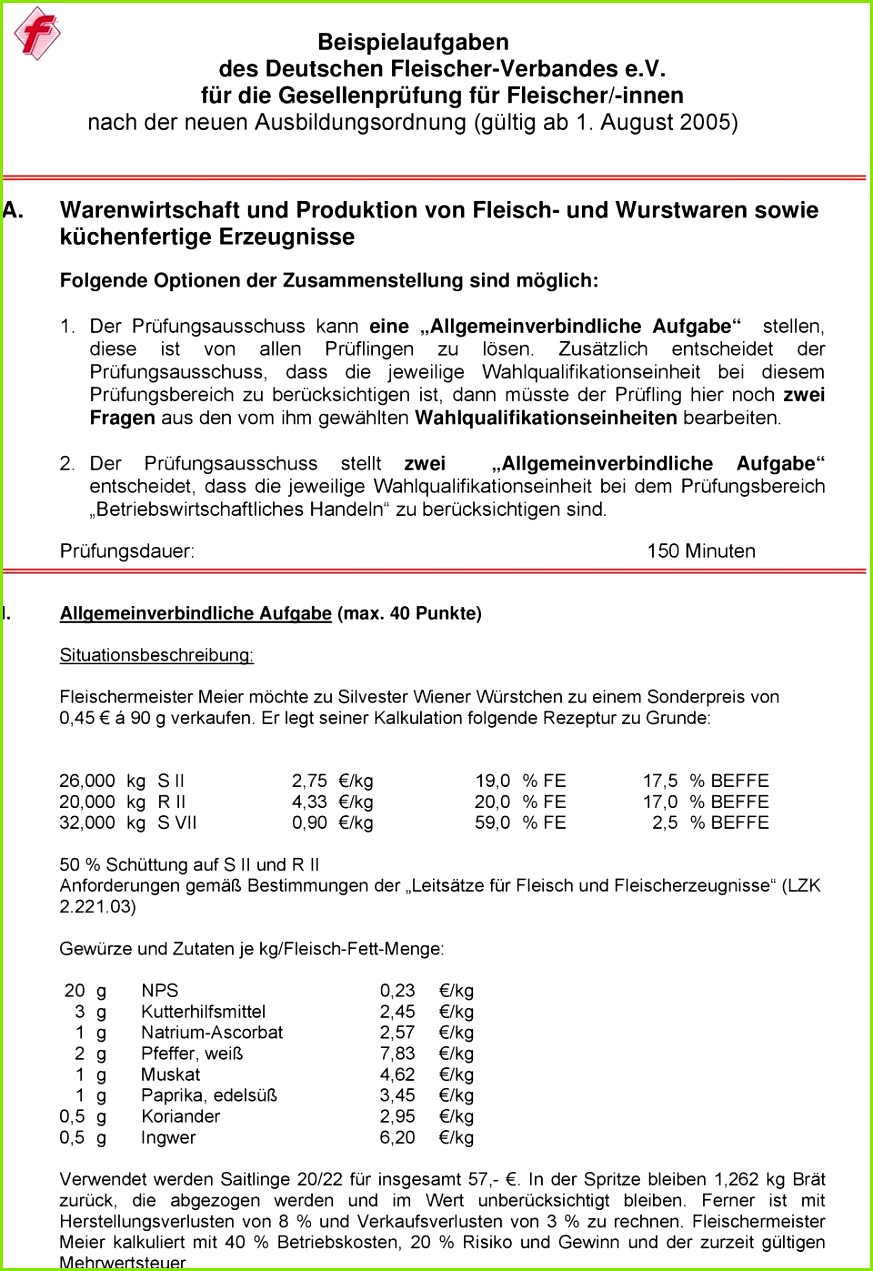 Der Prüfungsausschuss kann eine Allgemeinverbindliche Aufgabe stellen se ist von allen Prüflingen zu