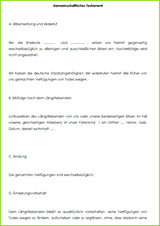 Berliner testament muster kostenlos beschreibung muster