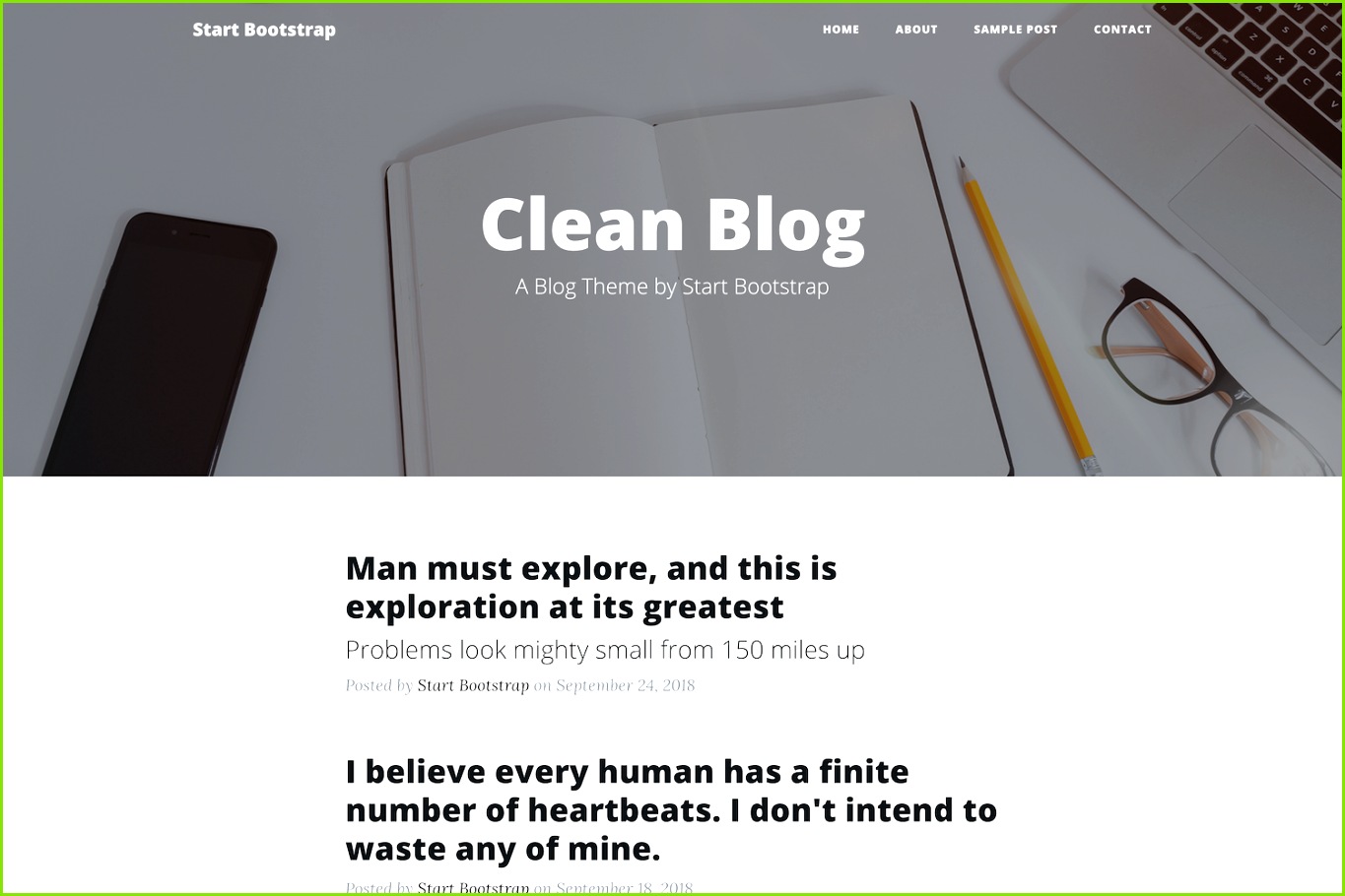 A clean Bootstrap blog theme ready to hook into your favorite CMS or blogging platform
