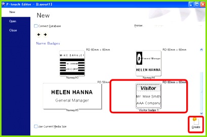 A list of templates for the selected category appears Select a template and click the Create button