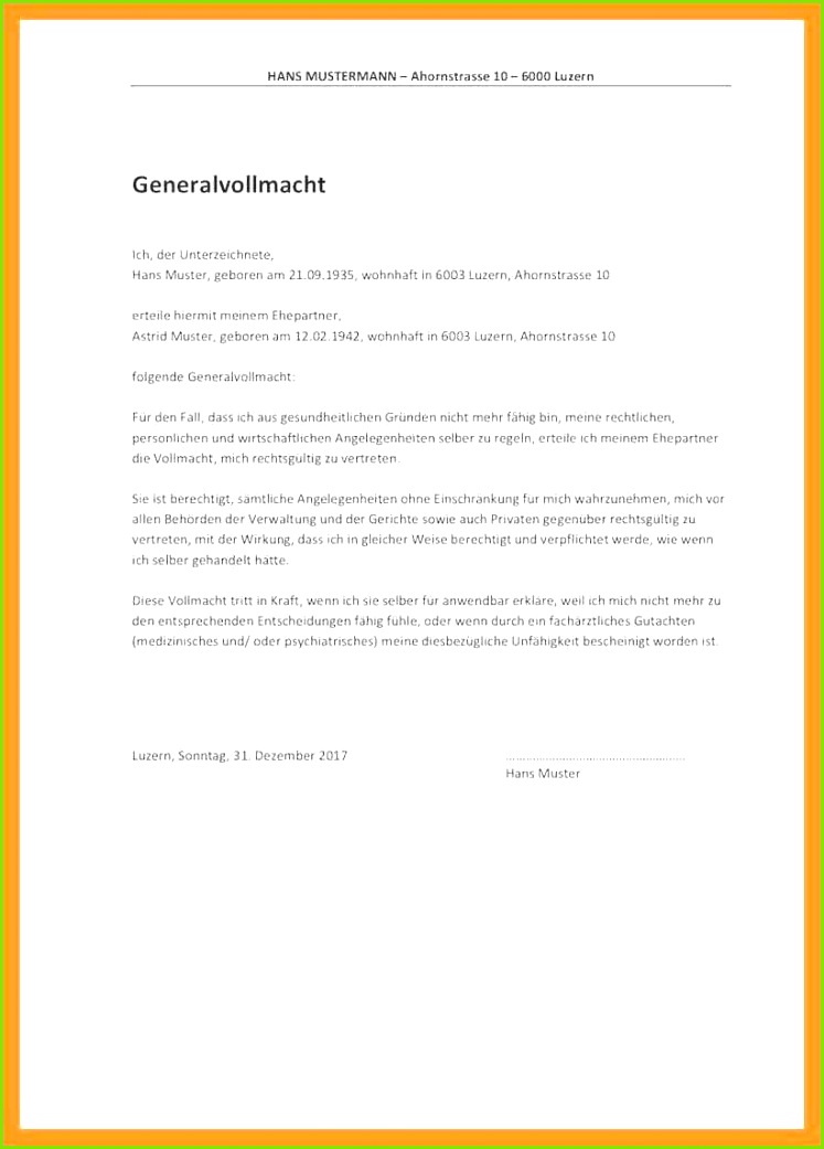 6 vollmacht beispiel Generalvollmacht Muster