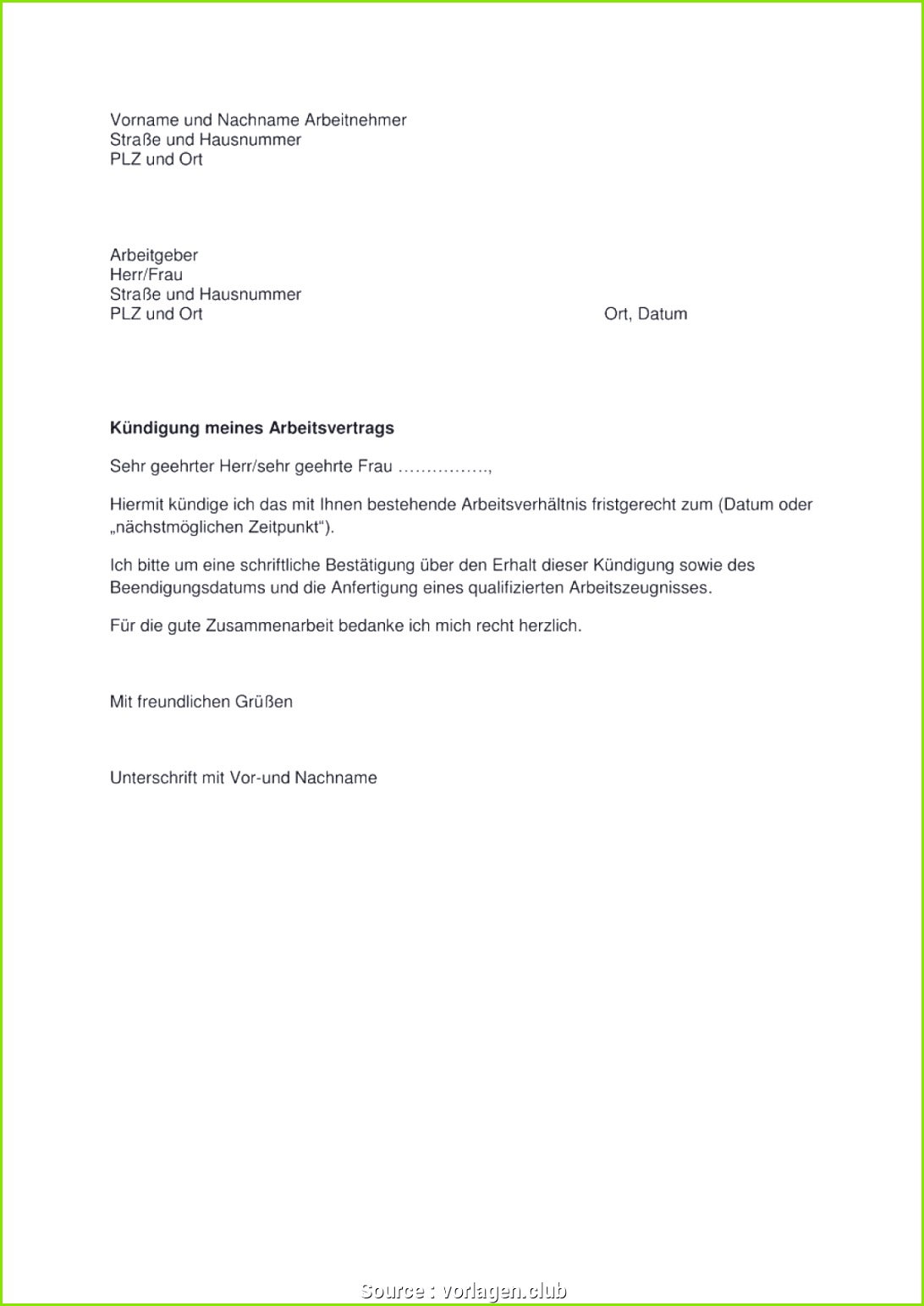 Neu Fristgerechte Kündigung Ausbildung Muster