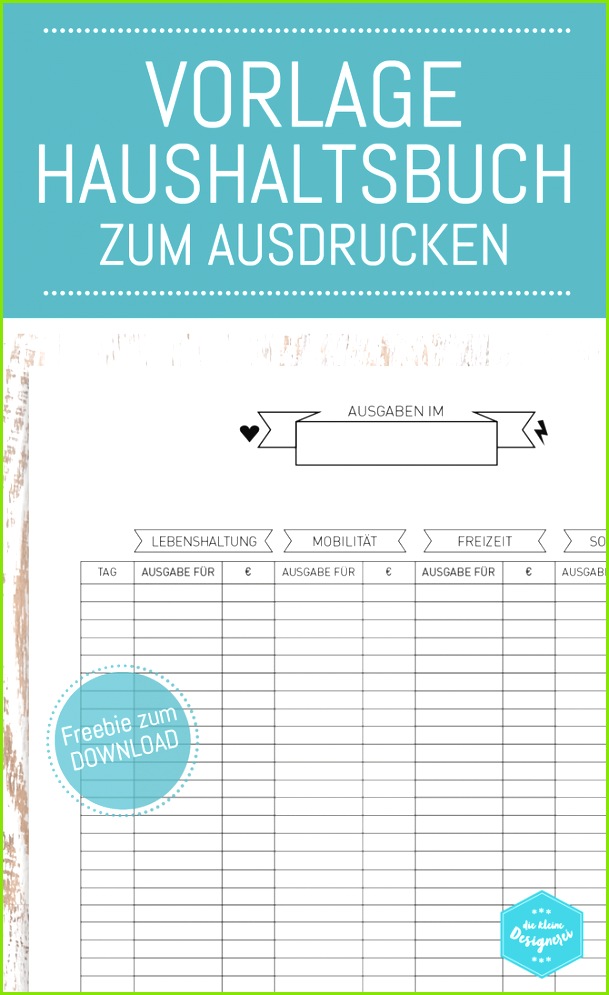 Haushaltsbuch Vorlage zum Download und Ausdrucken auf kleine designerei