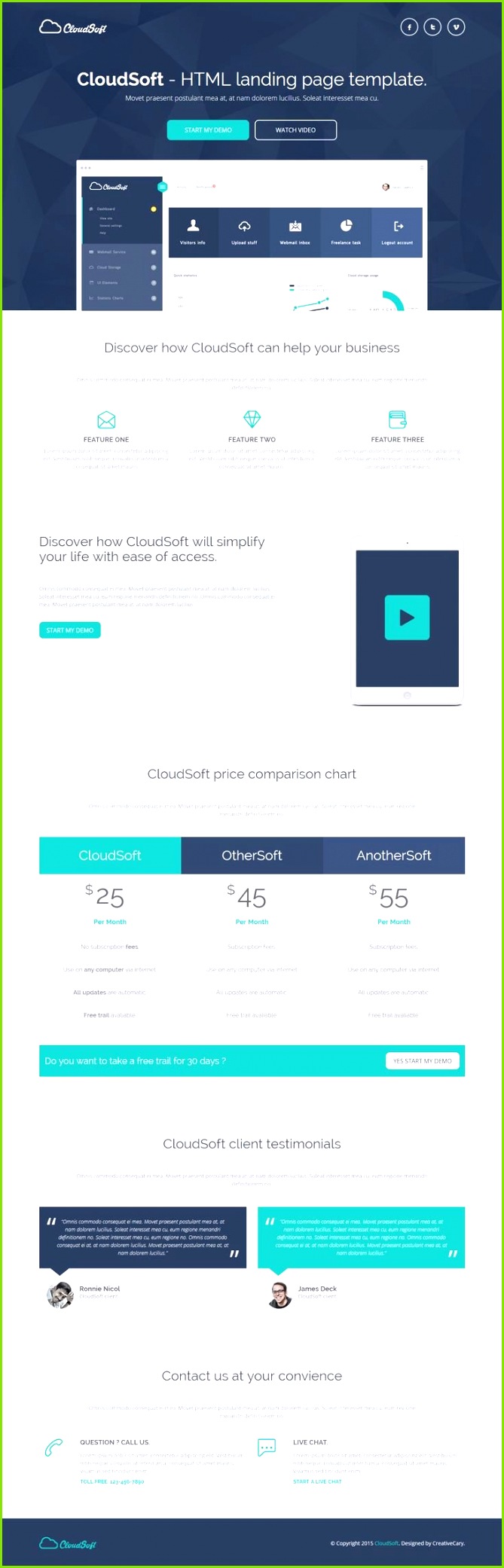 Cloud Soft HTML Landing Page Template Seiten VorlageVorlagenWolkeWebsite