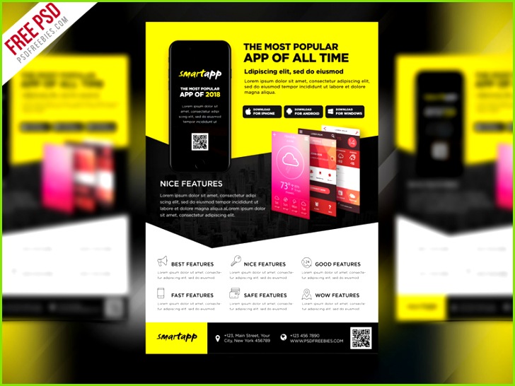 Free PSD Mobile App Promotion Flyer Template PSD
