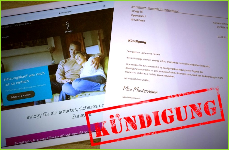 Vorlage zum innogy Kündigen
