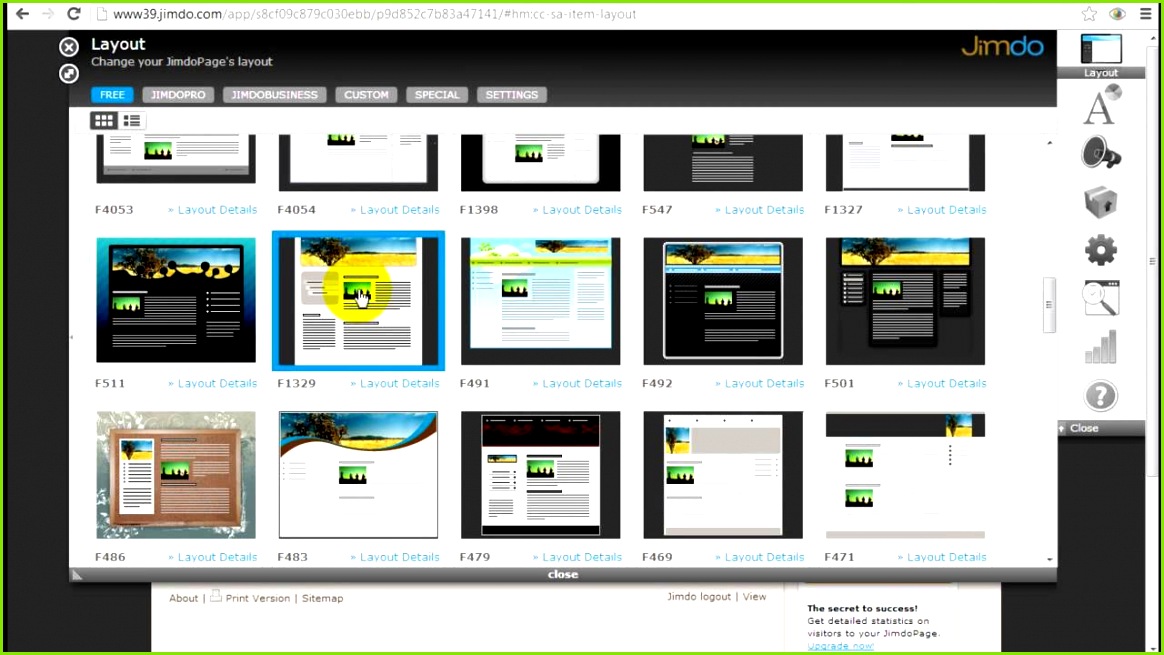 Jimdo Tutorial How to Select Jimdo Templates Layouts by