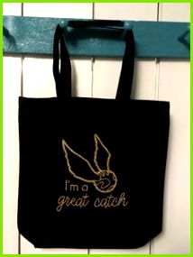 I m a Great Catch Tote Bag Harry Potter Tote Bag Quidditch Tote Bag Golden Snitch Harry Potter bag Canvas tote bag tote bag snitch bag