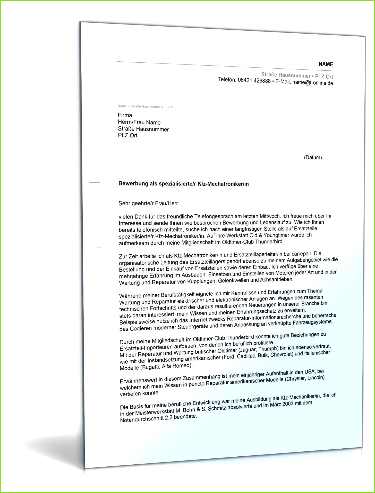 15 mechatroniker bewerbung muster 14561911 15 Mechatroniker Bewerbung Muster