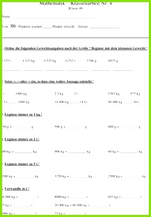 Klassenarbeit zu Größen und Maßeinheiten