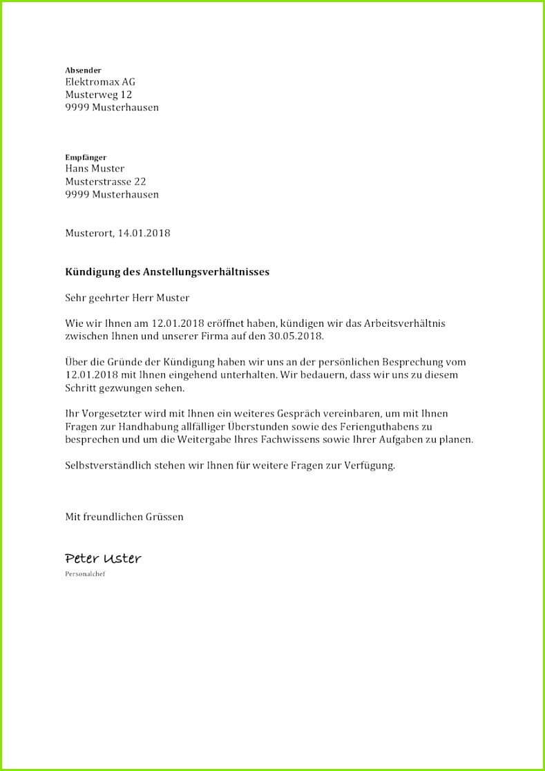 kndigung durch arbeitgeber vorlage kostenlos muster vorlagech vorlage ordentliche kuendigung