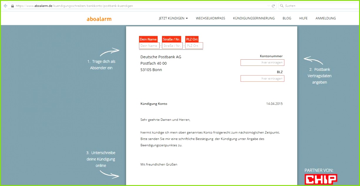 Dazu setzen Sie ein formloses Schreiben mit folgendem Text auf Tipp Sie können auch ein vorgefertiges Formular von Aboalarm