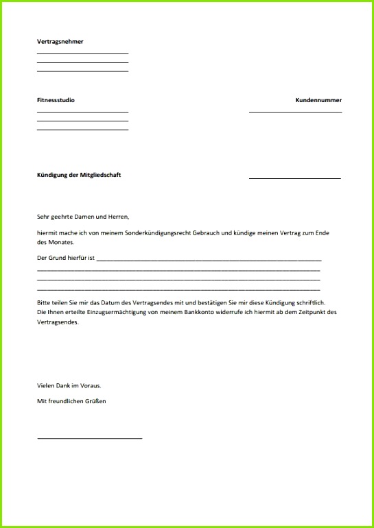 kündigung mcfit muster