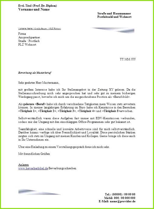 Ausbildung Bewerbung Vorlage Bewundernswert Bewerbung
