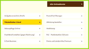 line Lösung für Paketetiketten der Post auf evidence