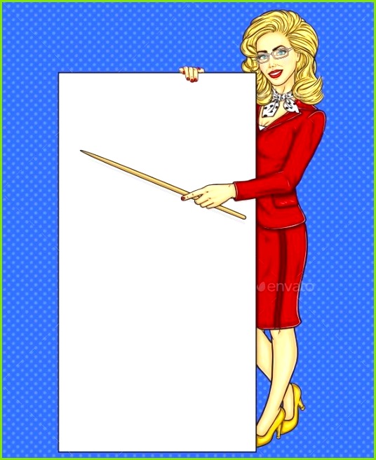 Pop Art Business Woman Showing Some Information