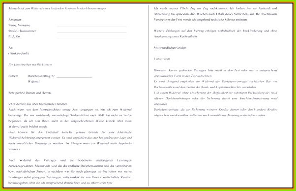 Kreditvertrag Privat Muster Beispiel Widerrufsbelehrung Muster Kostenlos