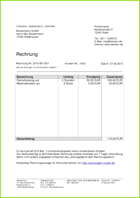 64 Elegant Quittung Ohne Mwst Vorlage Galerie