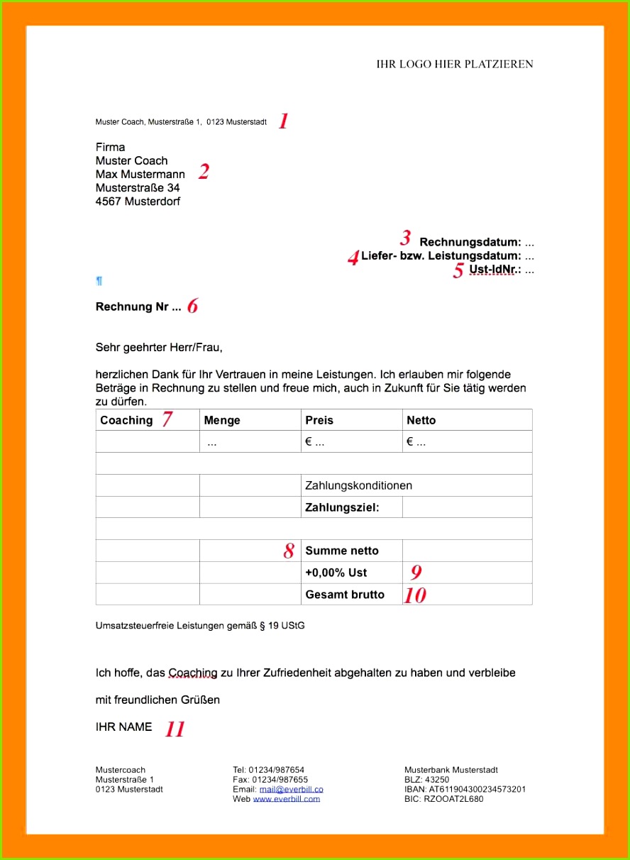 7 vorlage rechnung kleinunternehmer 8881212 7 Vorlage Rechnung Kleinunternehmer