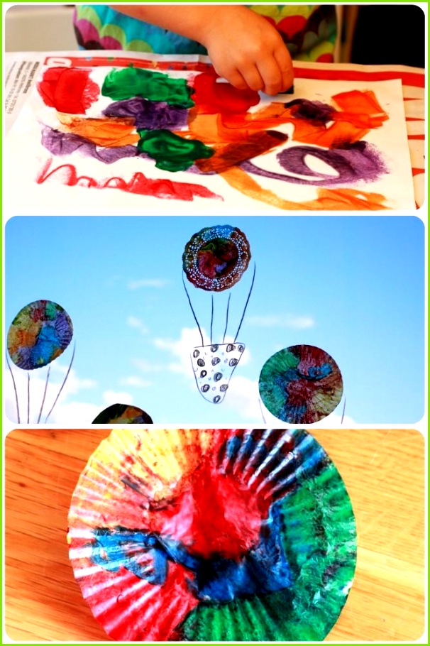 Tolles Fensterbild zum Herbst basteln Ein Heißluftballon der in der Sonne leuchtet
