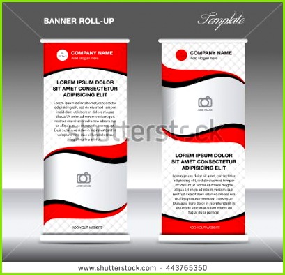 Red Roll up banner stand template vintage corporate design flyer vector advertisement display flyer