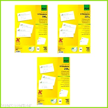 100 od 200 Stück Sigel 3C Visitenkarten 190g 225g 250g weiß wie LP 791 796