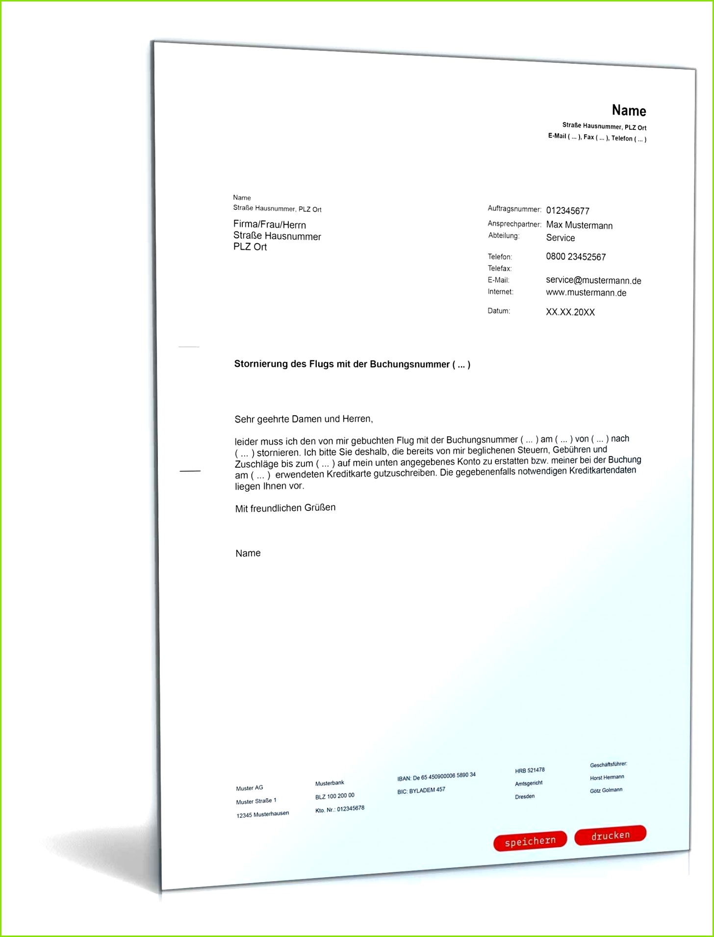 Stornierungsbestätigung Hotel Vorlage Neu Stornierung Eines Fluges