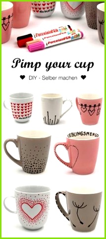 Tassen bemalen kreative Ideen und Vorlagen für das Tassen selbst gestalten