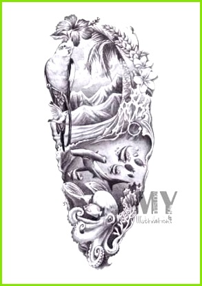 Image result for beach half sleeve tattoos for women