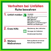 Aushang Verhalten bei Unfällen Kunststoff 200x200mm