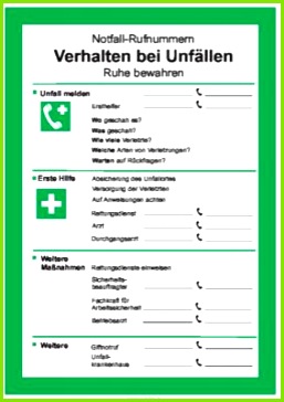 Schild Verhalten bei Unfällen als PDF Datei