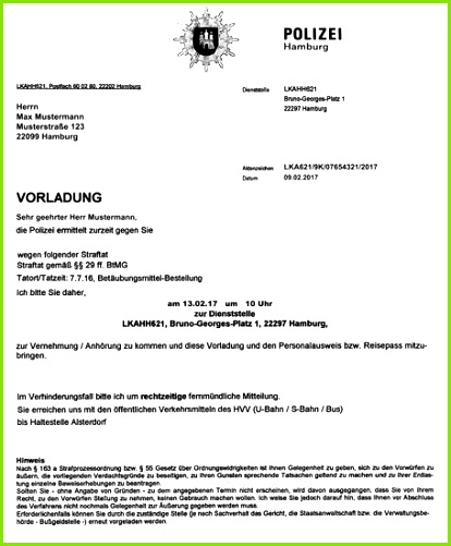 Vorladung der Polizei Hamburg