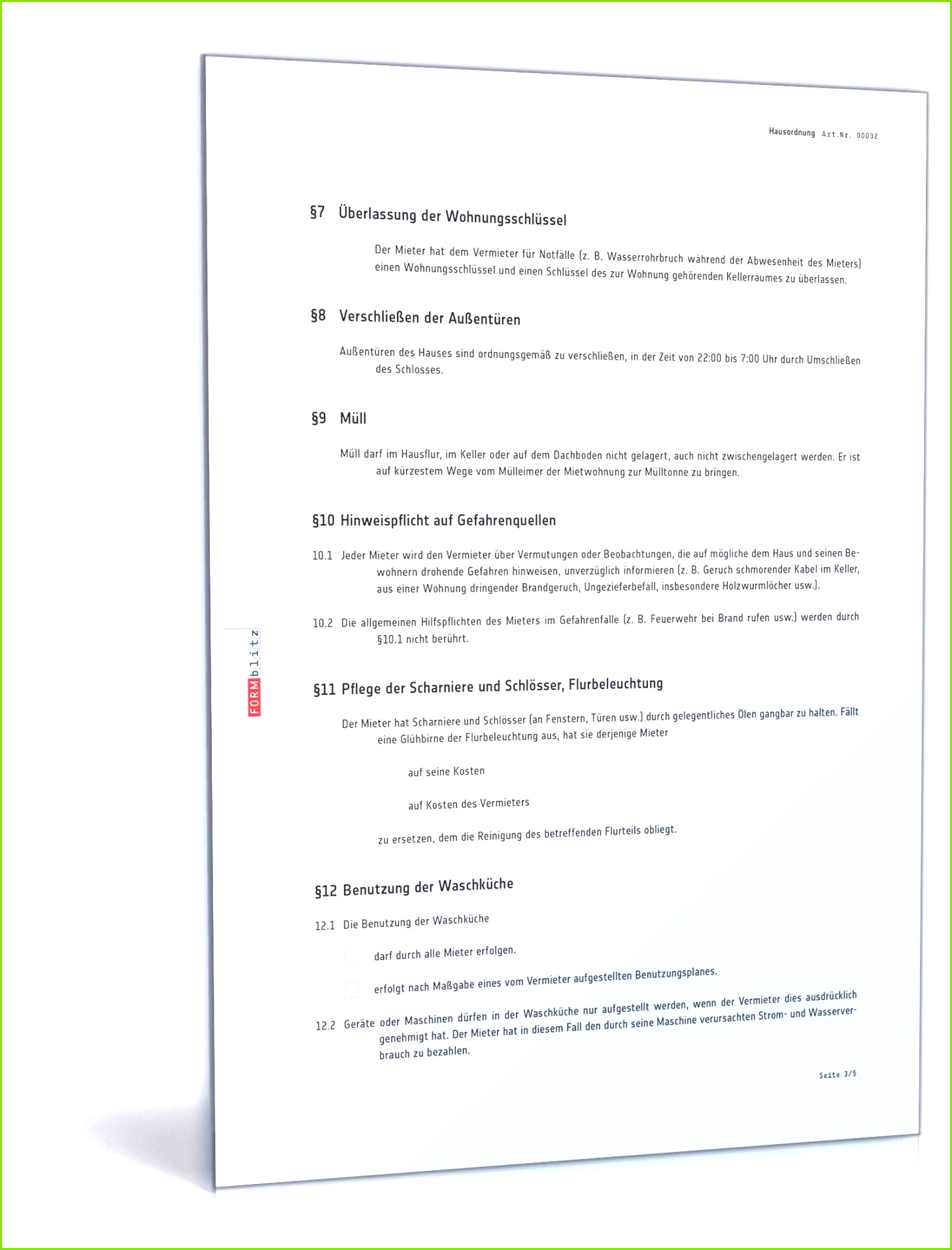 Hausordnung Muster Vorlage zum Download image source formblitz